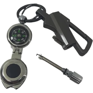Outdoor -Kibrit Çakmak -Led Işıklı Pusula-Anahtarlık-Açacak