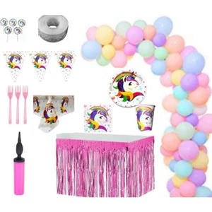 Unicorn 16 Kişilik Balon Zincirli Parti Seti