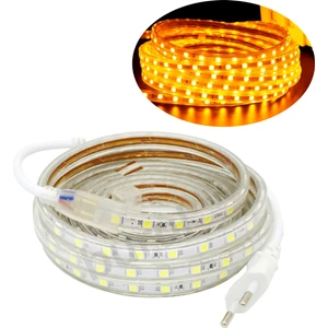 10 Metre 220 Volt Esnek Hortum Şerit LED Işık Aydınlatma Tak Çalıştır Amber Işık