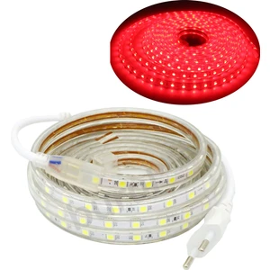 3 Metre 220 Volt Esnek Hortum Şerit LED Işık Aydınlatma Tak Çalıştır Kırmızı Işık