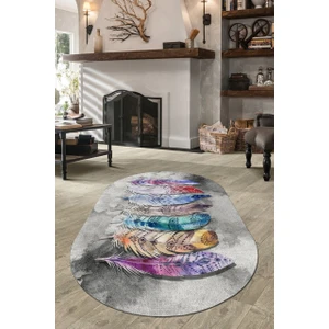 Cappio Renkli Tüy Desenli Gri Oval Halı
