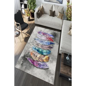 Cappio Halı Gri Zincir Desenli Eskitme Oval Halı