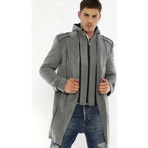 Erkek Palto Uzun Kollu Çizgili Tasarım %70 Yün 30 Polyester Midi Boy