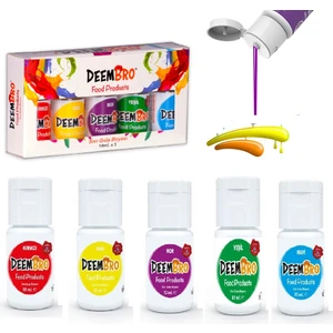 5'li Sıvı Gıda Boyası Mavi-Yeşil-Kırmızı-Turuncu-Mor Özel Kutulu 5 x 10 ml