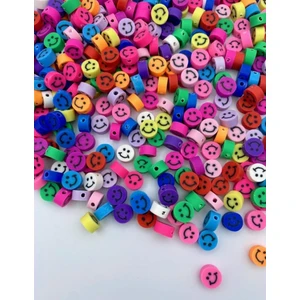 Kezban Tekstil 25 Adet 10MM Polimer Kil Fimo Karışık Gülen Yüz / Gülen Surat Emoji Figür Boncuk,takı Yapımı