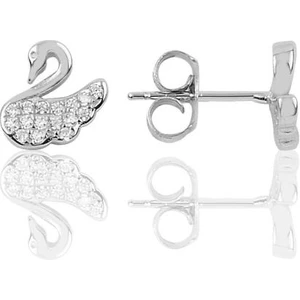 Söğütlü Silver Gümüş Pırlanta Modeli Kuğu Modeli Küpe