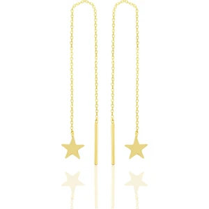 Söğütlü Silver Gümüş Altın Yaldızlı Yıldız Gümüş Zincir Küpe