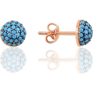 Söğütlü Silver Gümüş Turkuaz Taşlı Yarım Top Küpe