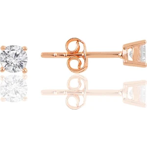 Söğütlü Silver Gümüş Rose  Gümüş  Mini Tek Taş Küpe