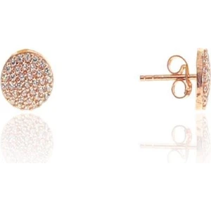 Söğütlü Silver Gümüş Rose Zirkon Taşlı Yuvarlak Küpe