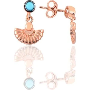 Söğütlü Silver Gümüş Turkuaz Taşlı Midye Modeli Küpe