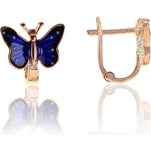 Söğütlü Silver Gümüş Lacivert Mineli Kelebek Modeli Küpe