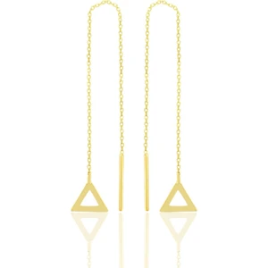 Söğütlü Silver Gümüş Altın Yaldızlı Piramit Gümüş Zincir Küpe