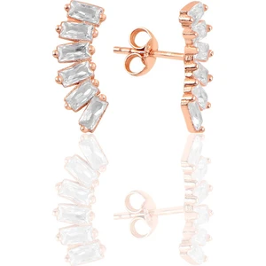 Söğütlü Silver Gümüş Rose Altı Baget Taşlı  Küpe