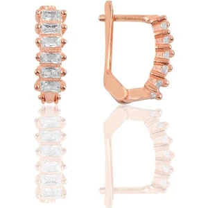 Söğütlü Silver Gümüş Baget Taşlı Rose J Küpe Modeli Küpe