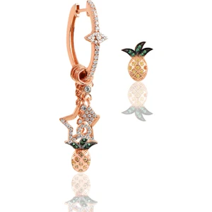 Söğütlü Silver Gümüş Rose Ananas Modeli Şans Küpe