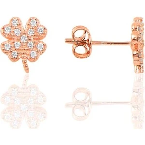 Söğütlü Silver Gümüş Rose Zirkon Taşlı Yonca Küpe