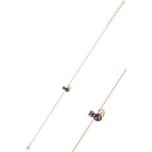 Söğütlü Silver Gümüş Rose Renkli Taşlı Kedi Bileklik