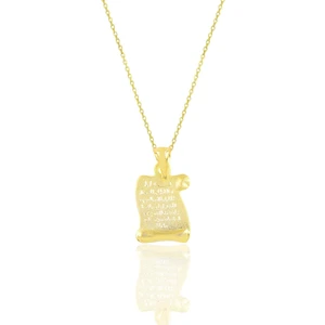 Söğütlü Silver Gümüş Altın Yaldızlı Nazar Duası Yazılı Plaka Kolye