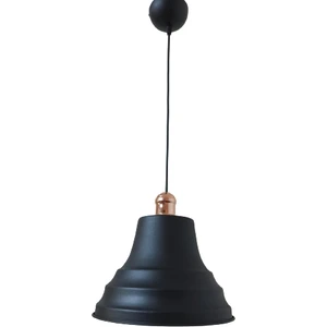 Rys Tasarım Rys Retro Metal Bakır Duylu Siyah Içi Siyah Tekli Sarkıt Avize Çap.27 cm