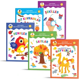 Çıkartmalarla Eğlenceli Öğretici Etkinlikler Serisi - Renkler, Sayılar, Şekiller, Sıcak Ülkelerde Yaşayan Hayvanlar, Zıt Kavramlar