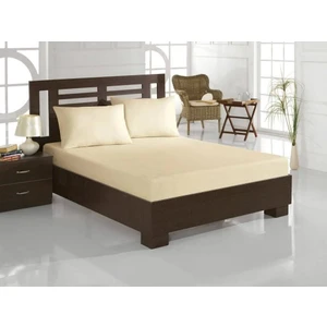 Çeyiz Diyarı Penye Çift Kişilik Lastikli Çarşaf Krem