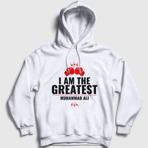 Unisex Beyaz Greatest Muhammed Ali Kapüşonlu Sweatshirt