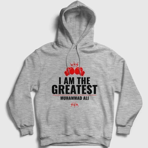 Unisex Gri Greatest Muhammed Ali Kapüşonlu Sweatshirt