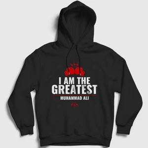 Unisex Siyah Greatest Muhammed Ali Kapüşonlu Sweatshirt