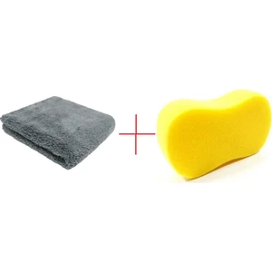 Sk Life Mikrofiber 50 x 70 Gri Bez ve Max Absorbent Sünger ( Temizlik Paketi )