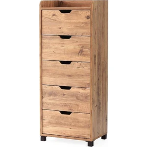 Erezoğulları Mobilya Yüksek 5 Çekmeceli Mutfak Ahşap Çok Amaçlı Kiler Dolabı