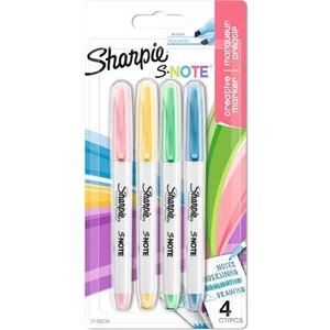 SHARPIE SNOTE Fosforlu Kalem, Kesik uç, 4'lü Karışık Renk