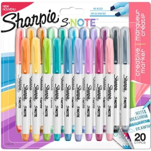 SHARPIE SNOTE Fosforlu Kalem; Kesik uç; 20'li Karışık Renk