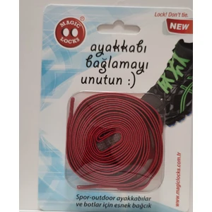 Magic Locks Akıllı Yassı Bağcık- Kırmızı -11B1