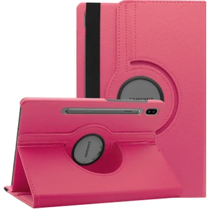 Samsung Galaxy Tab S7 Fe Lte T737 Kılıf 360 Rotating Stand Deri Pembe