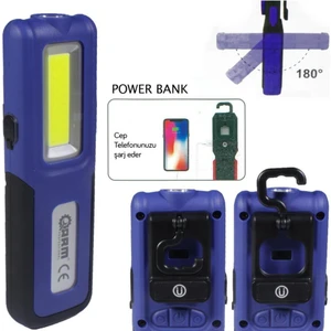 ESEN109 Şarjlı LED Fener Mıknatıslı Lamba Powerbank 420 Lumen