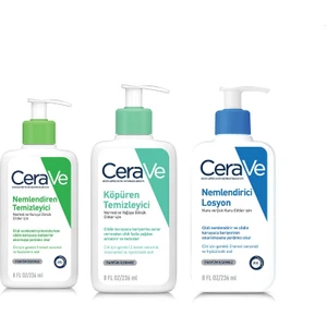 Kuru Ciltler Için Hyalüronik Asit Içerikli Nemlendirici Losyon 236 ml + Köpüren Temizleyici Normal & Yağlı Ciltler 236 ml + Nemlendiren Temizleyici Normal & Kuru Ciltler 236 ml