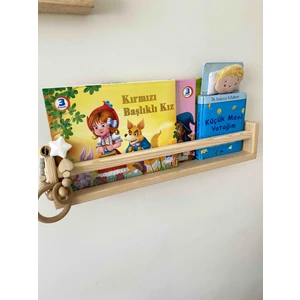 Olcay Aksesuar Ahşap 50 cm 1 Adet Montessori Kitaplık Ahşap Duvar Rafı Dekoratif Raf