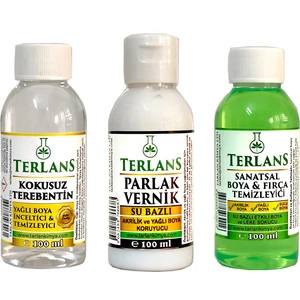 Terlans Yağlı Boya Yardımcı Malzemeler Terebentin - Vernik - Boya Temizleyici 3 x 100 ml