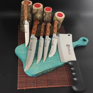 6 Parça Satır Zırh Bıçak Seti Et Bıçağı Kemik Kırıcı Satır Ekmek Bıçağı
