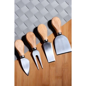 Zuzu Made Bambu Saplı 4'lü Çelik Peynir Bıçak Servis Seti