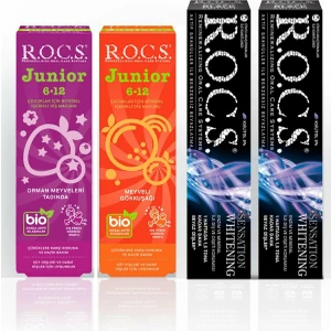 R.o.c.s Sensation Whitening Macun ve 6-12 Junior Macun Aile Seti-(2 Sensation -1 Gökmeyve-1 Orman)