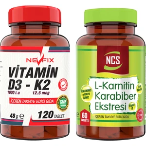 Vitamin D3-K2 120 Tablet & L-Carnitine Karabiber Extreli 60 Tablet