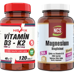 Ncs Zma Magnesium Bisglisinat Vitamin B6 Folik Asit & Nevfix Vitamin D3-K2 120 Tablet