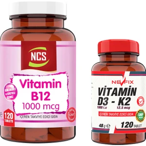 Vitamin B12 1000 Mcg 120 Tablet & Nevfix Vitamin D3-K2 120 Tablet