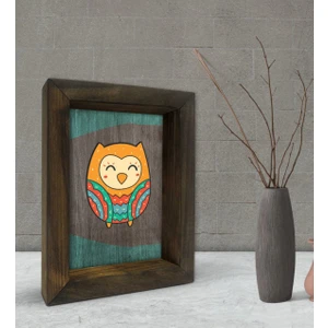 Bk Gift Baykuş Tasarımlı Dekoratif Doğal Masif Ahşap Çerçeve 15 x 20 Cm-4