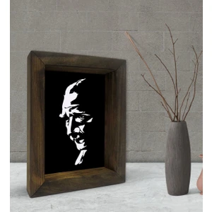 Bk Gift Atatürk Tasarımlı Dekoratif Doğal Masif Ahşap Çerçeve 15 x 20 Cm-41