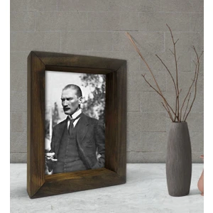 Bk Gift Atatürk Tasarımlı Dekoratif Doğal Masif Ahşap Çerçeve 15 x 20 Cm-29