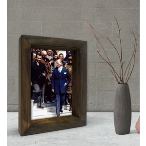 Bk Gift Atatürk Tasarımlı Dekoratif Doğal Masif Ahşap Çerçeve 15 x 20 Cm-28