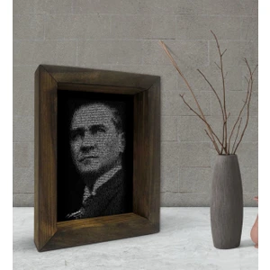 Bk Gift Atatürk Tasarımlı Dekoratif Doğal Masif Ahşap Çerçeve 15 x 20 Cm-11